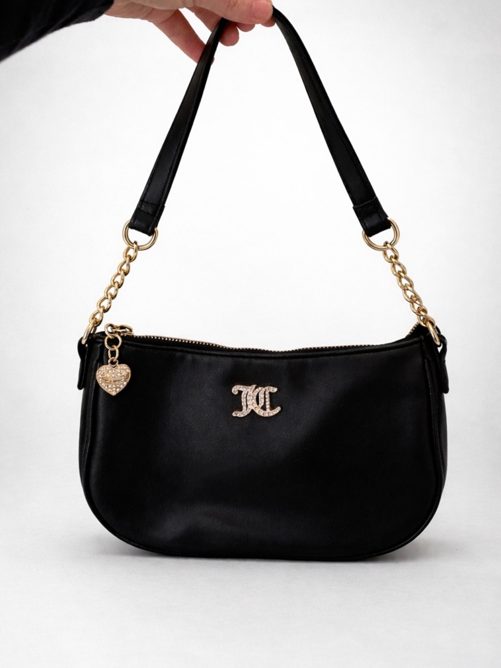 Juicy Couture Black Shoulder Bag with Gold Hardware